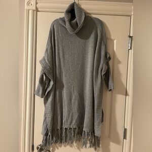 Cozy Gray Women's Sweater Poncho